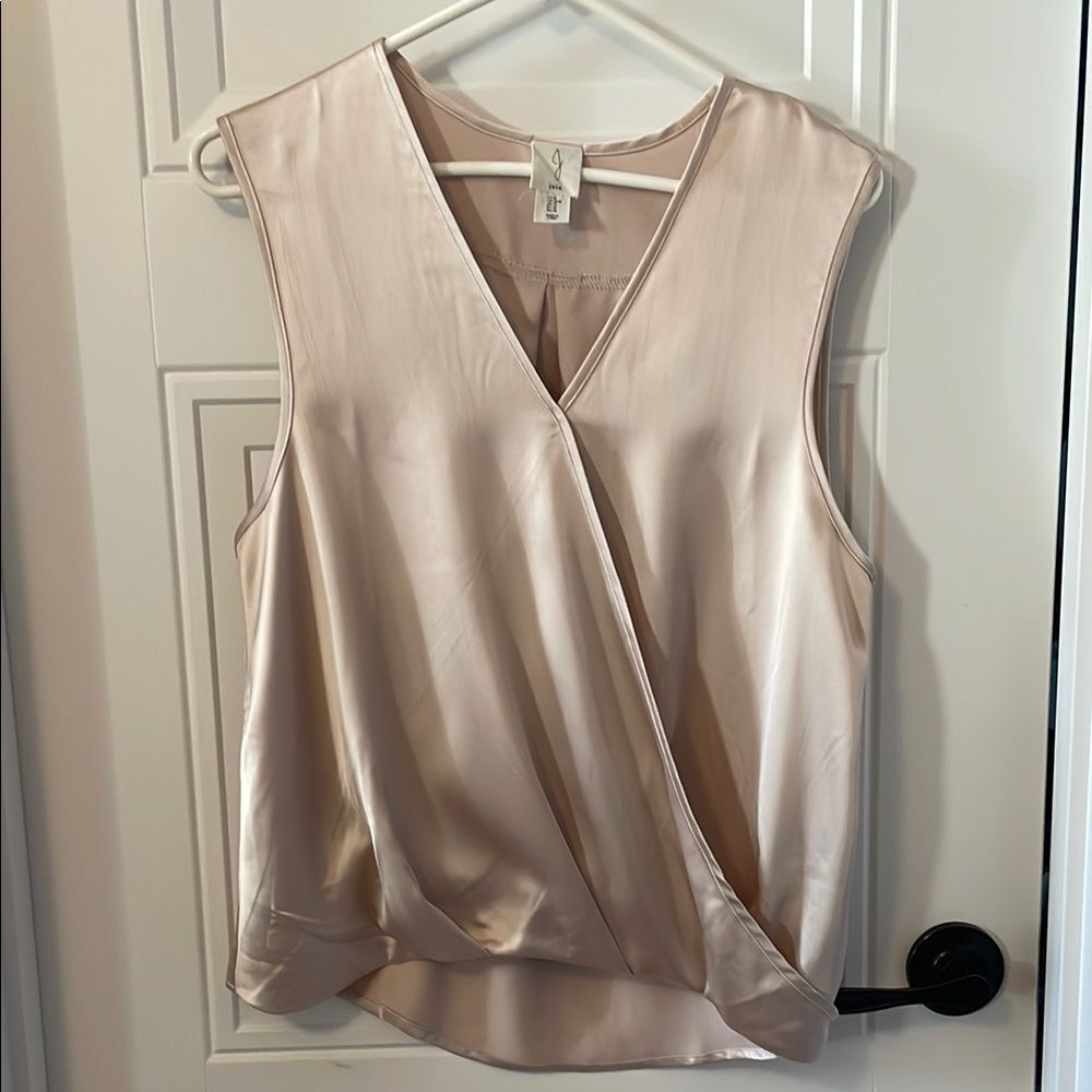 Joie Wrap Front Satin Cream Sleeveless Top